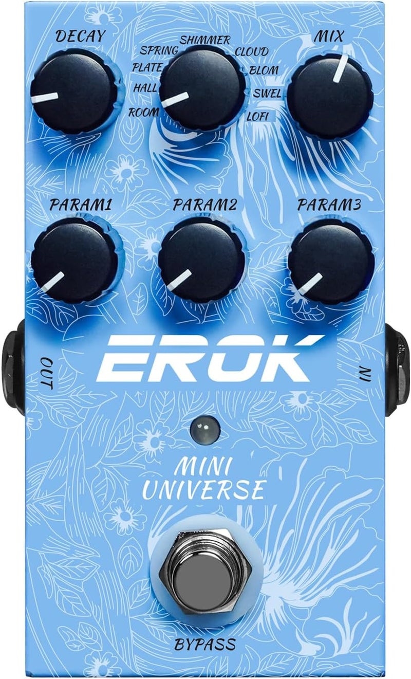 EROK Reverb Pedal – 9 Reverb Effects (Room, Hall, Plate, Spring, Shimmer, Cloud, Bloom, Swell, LoFi) for Electric Guitar, Bass & Piano - Image 1